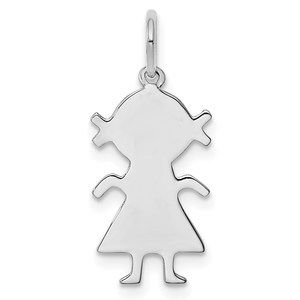 Million Charms Sterling Silver Rhod-plated Eng. Girl Front/Satin Back Disc Charm